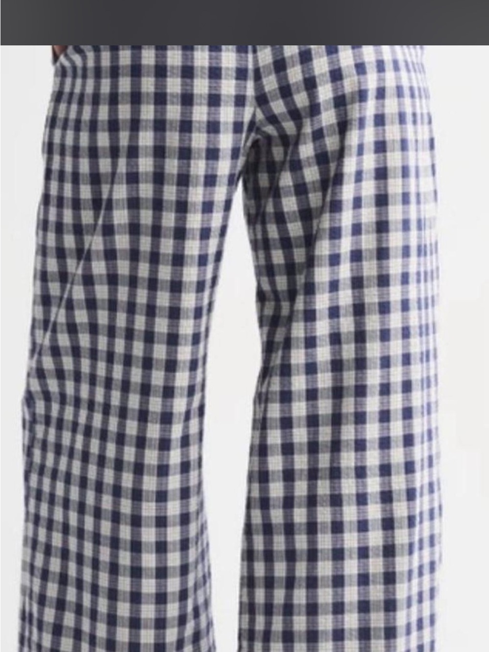 Women’s Abercrombie & Fitch Navy and White Gingham Wide-Leg linen Pants
